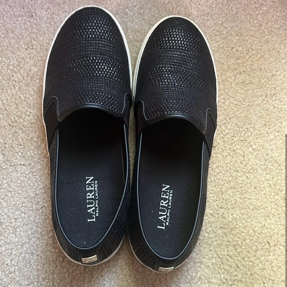 Ralph Lauren slip on black shoe